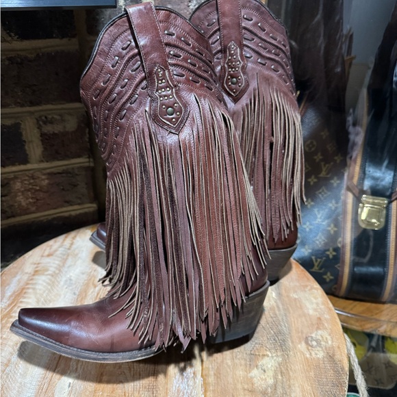 Corral Fringe Cowboy Boots Womens 8.5 Brown - Picture 9 of 9